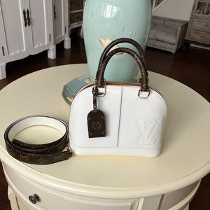 Louis Vuitton white patent vernis Alma BB bag